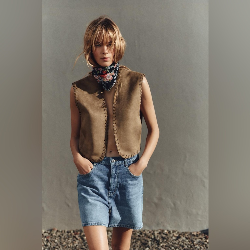 Zara Tan Sleeveless Jacket
